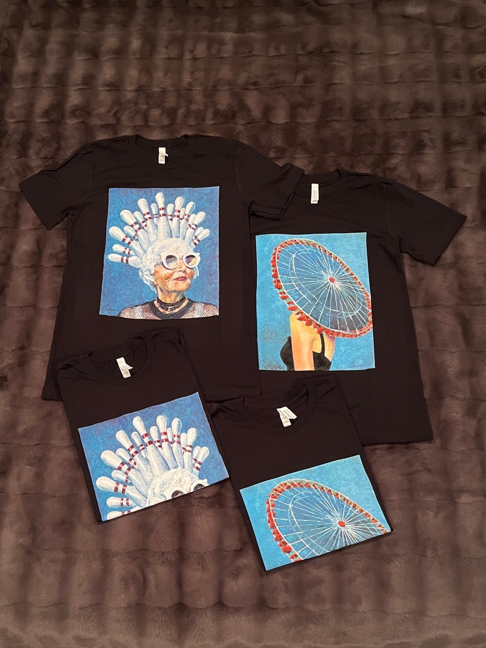 4 Graphic T-Shirts: 2 Farris Wheels + 2 Bowling Pins - Pinstripes Chicago - NWOT
